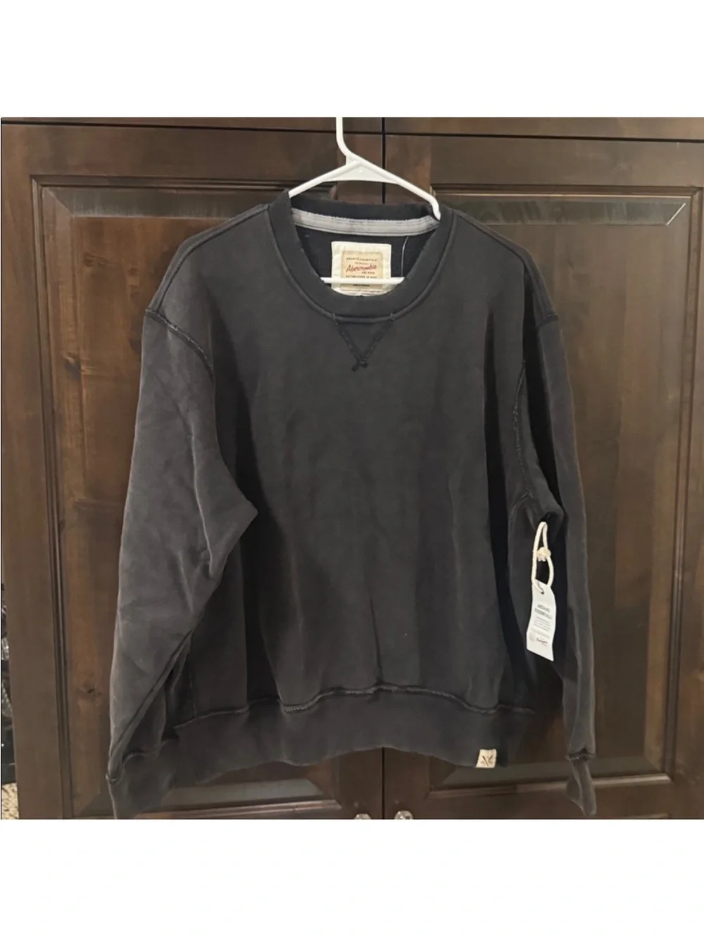 Abercrombie & Fitch washed black archive essential Crewneck sweatshirt small